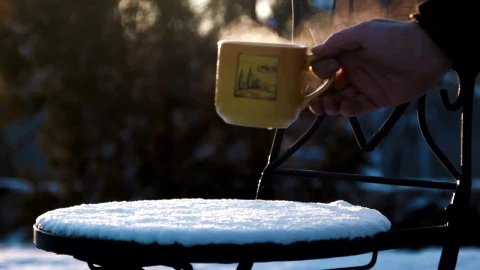 Stock Video Hot Tea On Our Snow Covered Chair Animated Wallpaper - Free Live Wallpaper