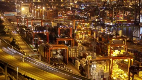 Stock Video Hong Kong Trading Port Working At Night Animated Wallpaper - Free Live Wallpaper
