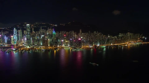 Stock Video Hong Kong Skyline At Night Animated Wallpaper - Free Live Wallpaper