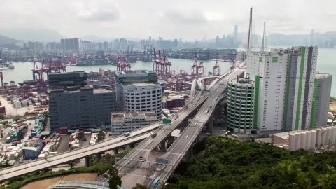 Stock Video Hong Kong Road Near The Industrial Port Animated Wallpaper - Free Live Wallpaper