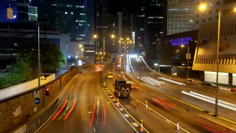 Stock Video Hong Kong Night Traffic In Fast Motion Animated Wallpaper - Free Live Wallpaper