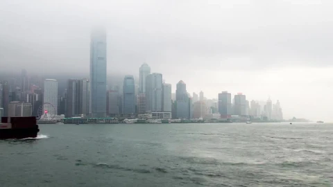 Stock Video Hong Kong Harbor Traffic On A Cloudy Day Animated Wallpaper - Free Live Wallpaper