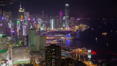 Stock Video Hong Kong Harbor At Night Animated Wallpaper - Free Live Wallpaper