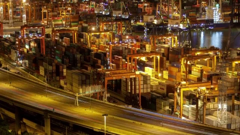 Stock Video Hong Kong Containerport At Night Animated Wallpaper - Free Live Wallpaper