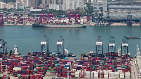 Stock Video Hong Kong Container Terminal Animated Wallpaper - Free Live Wallpaper