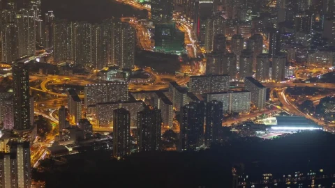 Stock Video Hong Kong Cityscape And Traffic At Night Animated Wallpaper - Free Live Wallpaper