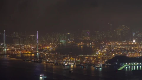 Stock Video Hong Kong City And Harbor And Night Animated Wallpaper - Free Live Wallpaper