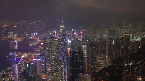 Stock Video Hong Kong City Landscape In A Cloudy Night Animated Wallpaper - Free Live Wallpaper