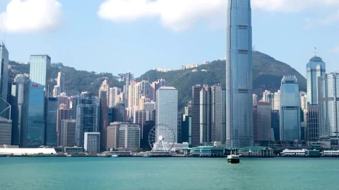 Stock Video Hong Kong Bay And Skyscrapers At Daytime Animated Wallpaper - Free Live Wallpaper