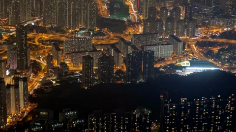 Stock Video Hong Kong Aerial Cityscape At Night Animated Wallpaper - Free Live Wallpaper