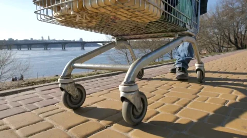 Stock Video Homeless Man With A Cart Animated Wallpaper - Free Live Wallpaper