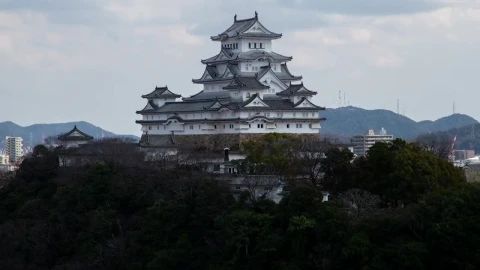 Stock Video Himeji Historic Castle Time Lapse In Japan Animated Wallpaper - Free Live Wallpaper