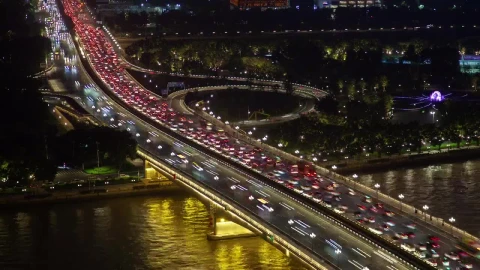 Stock Video Highway With Heavy Traffic At Night Animated Wallpaper - Free Live Wallpaper