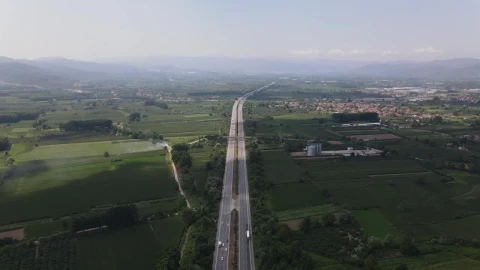 Stock Video Highway Between Large Green Fields From Very High Animated Wallpaper - Free Live Wallpaper