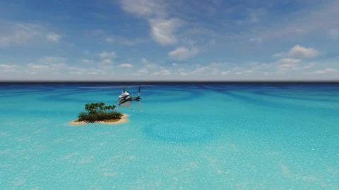 Stock Video Helicopter Arriving To A Tropical Island Animated Wallpaper - Free Live Wallpaper