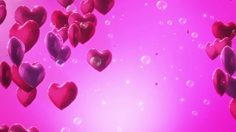 Stock Video Hearts And Bubbles On Pink Background Animated Wallpaper - Free Live Wallpaper