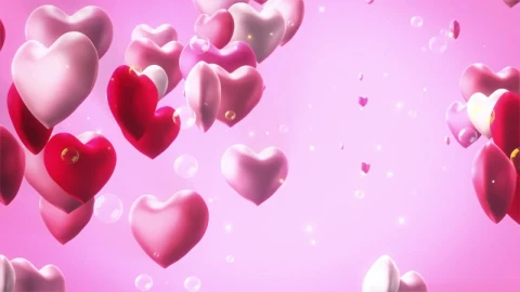 Stock Video Hearts And Bubbles Floating On Pink Background Animated Wallpaper - Free Live Wallpaper