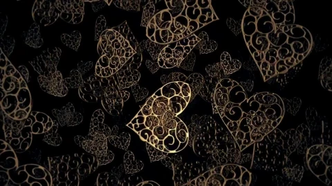 Stock Video Heart Shaped Metal Figures Floating Animated Wallpaper - Free Live Wallpaper