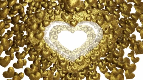 Stock Video Heart Shaped Frames Made With Golden Hearts Animated Wallpaper - Free Live Wallpaper