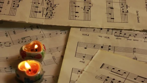 Stock Video Heart Candles On Sheet Music Animated Wallpaper - Free Live Wallpaper