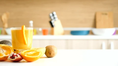 Stock Video Healthy Diet Fruits And Vegetables Surround Drinks Animated Wallpaper - Free Live Wallpaper