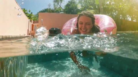 Stock Video Happy Woman In The Swimming Pool Enjoying Vacations Animated Wallpaper - Free Live Wallpaper