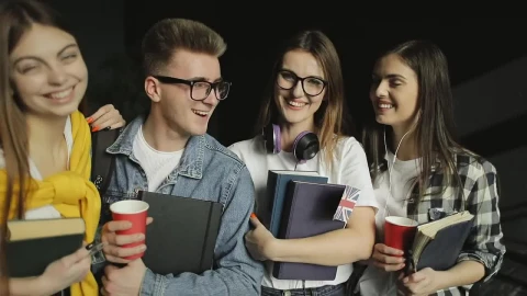 Stock Video Happy Smiling Students Promote College Education Animated Wallpaper - Free Live Wallpaper