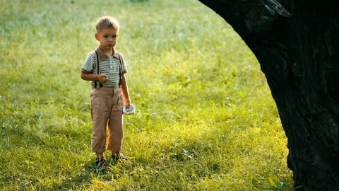 Stock Video Happy Little Child On The Park Grass Animated Wallpaper - Free Live Wallpaper