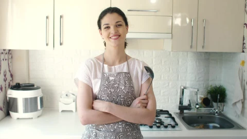 Stock Video Happy Housewife In The Kitchen Animated Wallpaper - Free Live Wallpaper