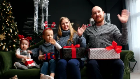 Stock Video Happy Family With Christmas Gifts At Home Animated Wallpaper - Free Live Wallpaper