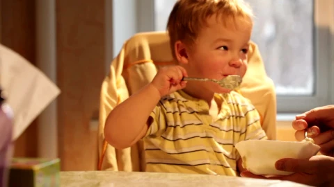 Stock Video Happy Child Eating Breakfast Animated Wallpaper - Free Live Wallpaper