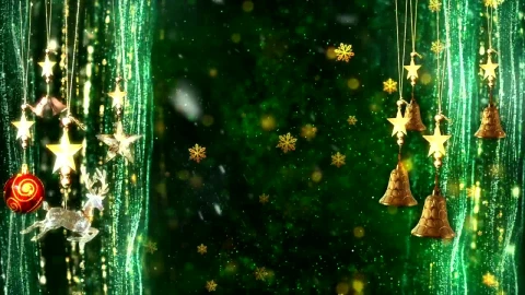 Stock Video Hanging Christmas Ornaments With Gold Snowflakes Animated Wallpaper - Free Live Wallpaper