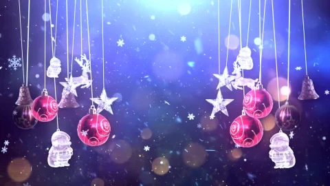 Stock Video Hanging Christmas Balls And Ornaments While Snowing Animated Wallpaper - Free Live Wallpaper