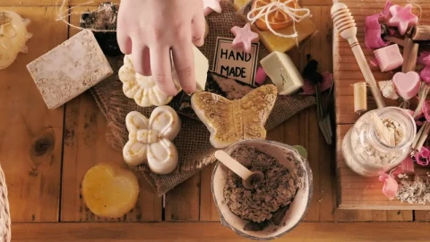 Stock Video Hands Selecting And Packaging Handmade Soaps Animated Wallpaper - Free Live Wallpaper