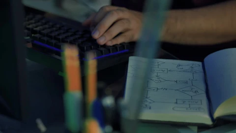 Stock Video Hands Of A Programmer Working On A Desk Animated Wallpaper - Free Live Wallpaper