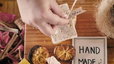 Stock Video Hands Labeling A Handmade Soap Animated Wallpaper - Free Live Wallpaper