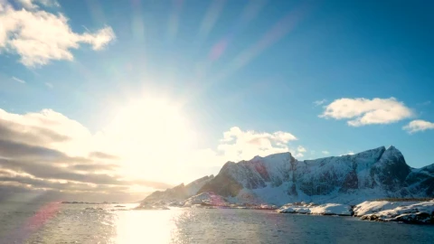 Stock Video Landscape Of The Sea And Snowy Mountains Animated Wallpaper - Free Live Wallpaper