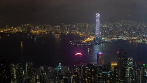 Stock Video Landscape Of Hong Kong With Flashing Skyscraper Animated Wallpaper - Free Live Wallpaper