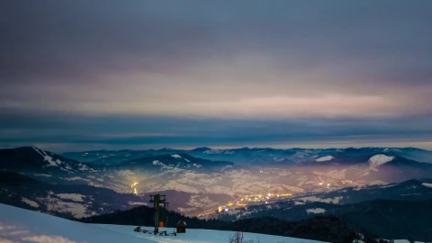 Stock Video Landscape Of A Village In The Center Of Snowy Mountains Animated Wallpaper - Free Live Wallpaper