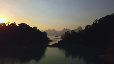 Stock Video Landscape Of A Large Lake During Sunset From The Air Animated Wallpaper - Free Live Wallpaper