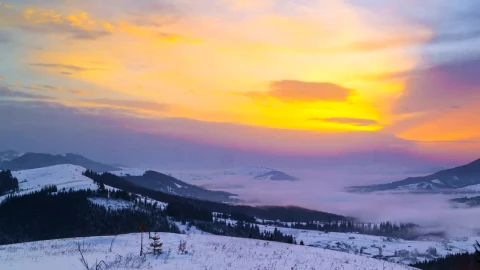 Stock Video Landscape From The Top Of A Snowy Mountain Range Animated Wallpaper - Free Live Wallpaper