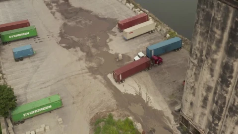 Stock Video Land Transport Zone In A Port Aerial Shot Animated Wallpaper - Free Live Wallpaper