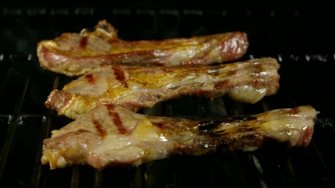 Stock Video Lamb Ribs Cooking On A Grill Animated Wallpaper - Free Live Wallpaper