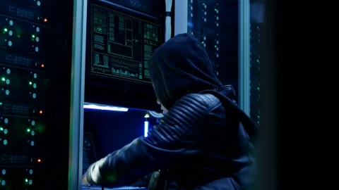 Stock Video Man In Hoodie Hacking A Data Center Animated Wallpaper - Free Live Wallpaper