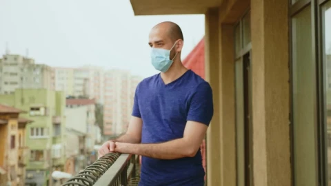 Stock Video Man In Coronavirus Lockdown Hangs Head On Balcony Animated Wallpaper - Free Live Wallpaper