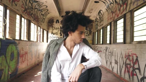 Stock Video Man In Abandoned Bus Animated Wallpaper - Free Live Wallpaper