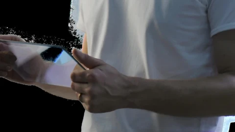 Stock Video Man Holding And Using A Futuristic Tablet Animated Wallpaper - Free Live Wallpaper