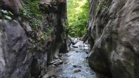 Stock Video Man Hiking In A Stream Between Rocks Animated Wallpaper - Free Live Wallpaper