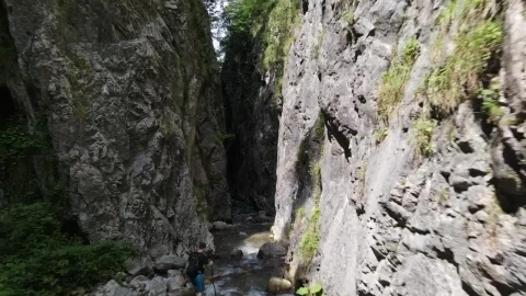 Stock Video Man Hiking In A Canyon River Animated Wallpaper - Free Live Wallpaper