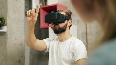 Stock Video Man Gestures With Futuristic Vr Technology Animated Wallpaper - Free Live Wallpaper